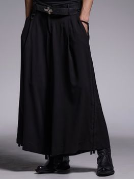 (ͽ���ʡ�5��6������ͽ��/kiryuyrik������奦����奦/Crape Sharring Wide Tuck Slacks/Black