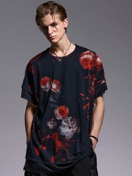 (ͽ���ʡ�5��6������ͽ��/kiryuyrik������奦����奦/Flora Mesh Crew Neck Layered-T/Black