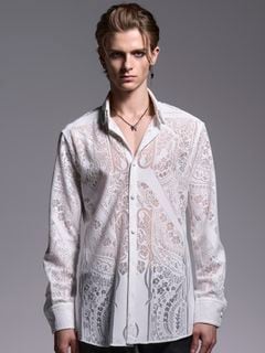 (ͽʡ67ͽ/kiryuyrik奦奦/CROSS-Lace Shirt/White