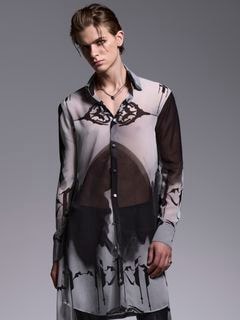 (ͽ���ʡ�6��7������ͽ��/kiryuyrik������奦����奦/Decorative YOURYU Flare Shirt/Black&Gray