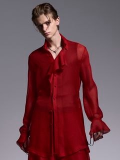 (ͽʡ67ͽ/kiryuyrik奦奦/KARAMI Gather Sleeve Shirt/Red