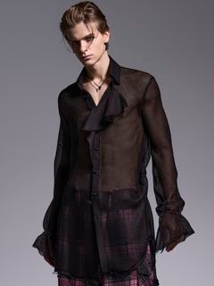 (ͽʡ67ͽ/kiryuyrik奦奦/KARAMI Gather Sleeve Shirt/Black