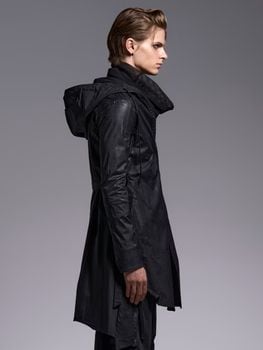 (ͽ���ʡ�6��7������ͽ��/kiryuyrik������奦����奦/Coating Lawn Flare Hoodie Coat/BlackCoating