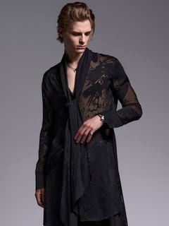 (ͽʡ78ͽ/kiryuyrik奦奦/Sahadow Butterfly Opal Stoal Flare Shirt/Black