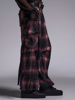 (ͽ���ʡ�7��8������ͽ��/kiryuyrik������奦����奦/Pink Check Twill Cargo Pants/Black&Pink