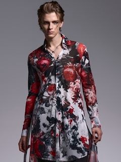 (ͽʡ78ͽ/kiryuyrik奦奦/Flora Mesh Flare Shirt/White