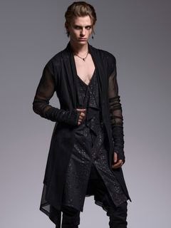 (ͽ���ʡ�7��8������ͽ��/kiryuyrik������奦����奦/Mesh Dolman Sleeve Cardigan/Black