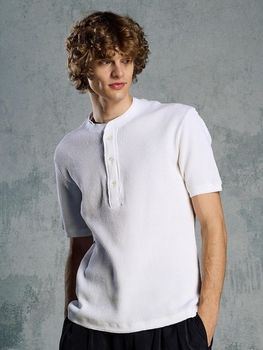 wjk�����֥른��������/waffle henley S/S/white
