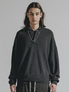 (ͽ���ʡ�8��9������ͽ��/The Viridi-anne���� ������ǥ�����/HIGH-GAUGE HENRY SWEATER/DARK GRAY