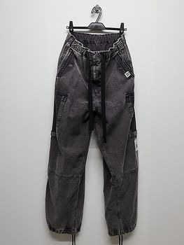 Maison MIHARA YASUHIRO���᥾�� �ߥϥ�䥹�ҥ�/SULFUR DYED BACK SATIN DAMAGED CARGO PT/BLACK