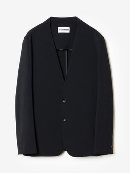 (ͽ���ʡ�8��9������ͽ��/ATTACHMENT�������å�����/PE STRETCH DOUBLE CLOTH COLLARLESS JACKET/BLACK