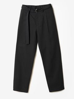 (ͽ���ʡ�7��8������ͽ��/ATTACHMENT�������å�����/CO/TEN POWDERY DOUBLE CROTH BELTED WIDE TROUSERS/BLACK