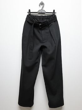 ATTACHMENT�������å�����/CO/TEN POWDERY DOUBLE CROTH BELTED WIDE TROUSERS/BLACK