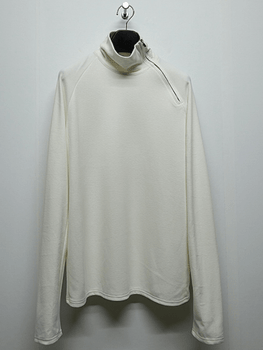 ATTACHMENT�������å�����/VI/PE SMOOTH ZIP-UP HIGHNECK L/S TEE/OFF WHITE