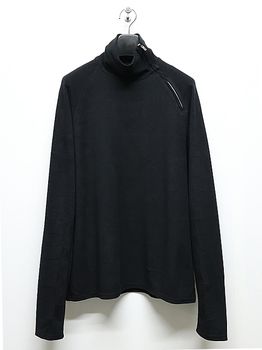 ATTACHMENT�������å�����/VI/PE SMOOTH ZIP-UP HIGHNECK L/S TEE/BLACK