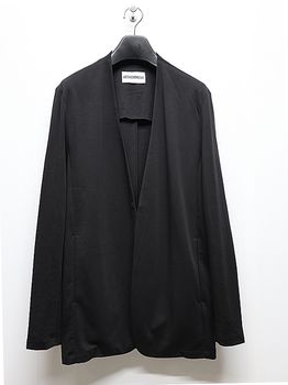 ATTACHMENT�������å�����/COTTON DOUBLE FACE COLLARLESS CARDIGAN/BLACK