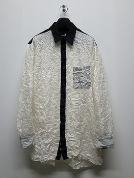 Ground Y�����饦��ɥ磻/PE TAFTA WH X BK STANDARD LONG SLEEVED SHIRT/WHITEBLACK
