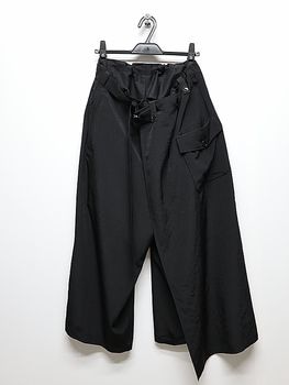 Ground Y�����饦��ɥ磻/TA/PE CREPE DE CHINE WRAP PANTS/BLACK