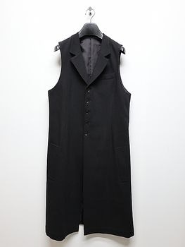 Ground Y�����饦��ɥ磻/OIL FINISHED WOOL BLACK SINGLE LONG VEST/BLACK