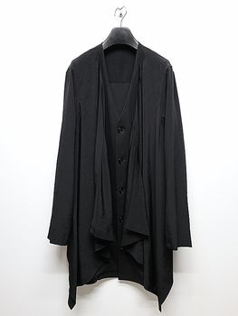 Ground Y�����饦��ɥ磻/TA/PE CREPE DE CHINE+SILICON JERESY FRONT DRAPE T-SHIRT/BLACK