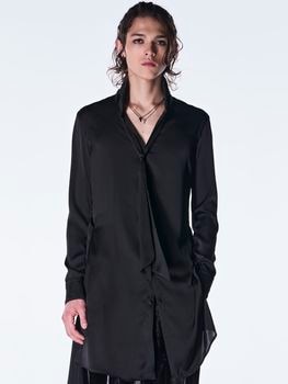 (ͽ���ʡ�8������9������ͽ��/kiryuyrik������奦����奦/Vintage Satin Stand Collar Shirt/Black