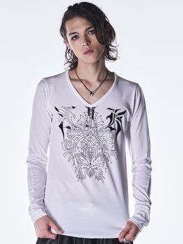 (ͽ���ʡ�8������9������ͽ��/kiryuyrik������奦����奦/BEATENJIKU V Neck T-Shirt/White
