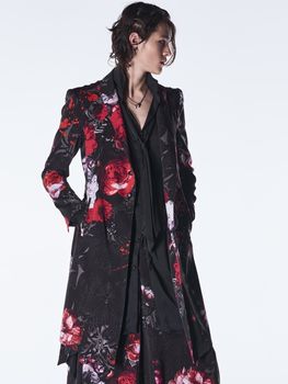 (ͽ���ʡ�9������10������ͽ��/kiryuyrik������奦����奦/Goth Flora Suede Satin Flare Jacket/Black