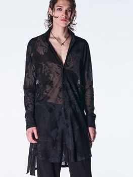 (ͽ���ʡ�9������10������ͽ��/kiryuyrik������奦����奦/Opal Mesh Flare Shirt/Black