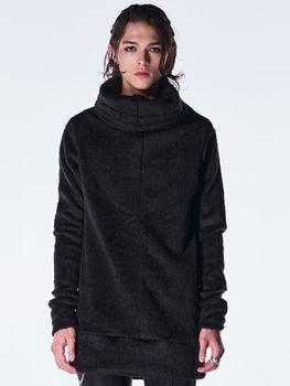 (ͽ���ʡ�11������12������ͽ��/kiryuyrik������奦����奦/Long Shaggy Jersey Loose High Nack Pull Over/Black