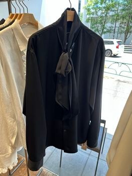 LAD MUSICIAN����å� �ߥ塼�������/DECHINE BOW COLLAR SHIRT/BLACK