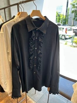 LAD MUSICIAN����å� �ߥ塼�������/KHADI CALICO FRILL SHIRT/BLACK