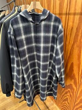 LAD MUSICIAN����å� �ߥ塼�������/C/F OMBRE CHECK HOODED SHIRT/BLACK PURPLE