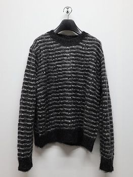 LAD MUSICIAN����å� �ߥ塼�������/PUNK BORDER MOHAIR KNIT PO/BLACK��WHITE