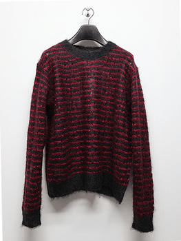 LAD MUSICIAN����å� �ߥ塼�������/PUNK BORDER MOHAIR KNIT PO/BLACK��RED