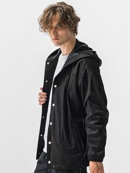 (ͽ���ʡ�12��1������ͽ��/42TH RESOUND CLOTHING���ꥵ����ɥ���������/LOOSE FIT suede coach hoodie/BLACK