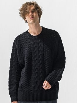 (ͽ���ʡ�11��12������ͽ��/42TH RESOUND CLOTHING���ꥵ����ɥ���������/LOOSE FIT cable law sweater/BLACK