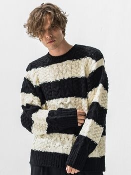 (ͽ���ʡ�11��12������ͽ��/42TH RESOUND CLOTHING���ꥵ����ɥ���������/LOOSE FIT cable law sweater/BKWH