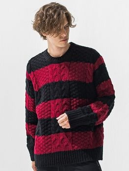 (ͽ���ʡ�11��12������ͽ��/42TH RESOUND CLOTHING���ꥵ����ɥ���������/LOOSE FIT cable law sweater/BKRED