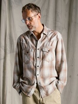 (ͽ���ʡ�3��4������ͽ��/wjk�����֥른��������/loose check western shirt/l.beige