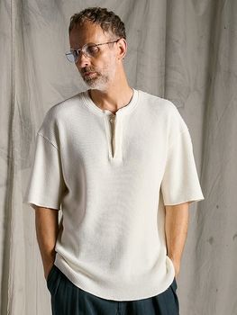 (ͽ���ʡ�3��4������ͽ��/wjk�����֥른��������/hard dry waffle fly-front henley S/S/white
