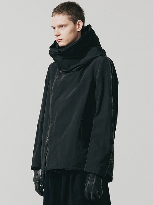�㴰���nude:masahiko maruyama ���̡���:�ޥ��ҥ��ޥ���/Cotton/Nylon Grosgrain MULTI ZIP MILITARY SHORT HOODIE COAT/Black