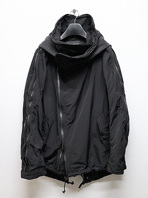 �㴰���nude:masahiko maruyama ���̡���:�ޥ��ҥ��ޥ���/Cotton/Nylon Grosgrain MULTI ZIP MILITARY SHORT HOODIE COAT/Black