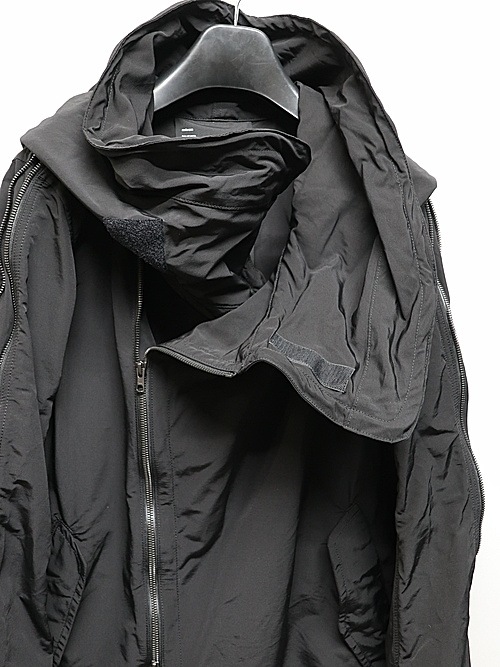 �㴰���nude:masahiko maruyama ���̡���:�ޥ��ҥ��ޥ���/Cotton/Nylon Grosgrain MULTI ZIP MILITARY SHORT HOODIE COAT/Black