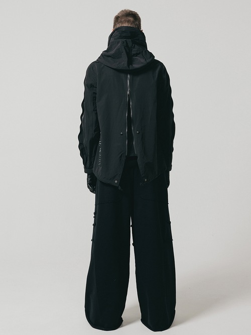 �㴰���nude:masahiko maruyama ���̡���:�ޥ��ҥ��ޥ���/Cotton/Nylon Grosgrain MULTI ZIP MILITARY SHORT HOODIE COAT/Black