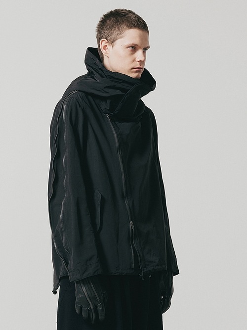 �㴰���nude:masahiko maruyama ���̡���:�ޥ��ҥ��ޥ���/Cotton/Nylon Grosgrain MULTI ZIP MILITARY SHORT HOODIE COAT/Black