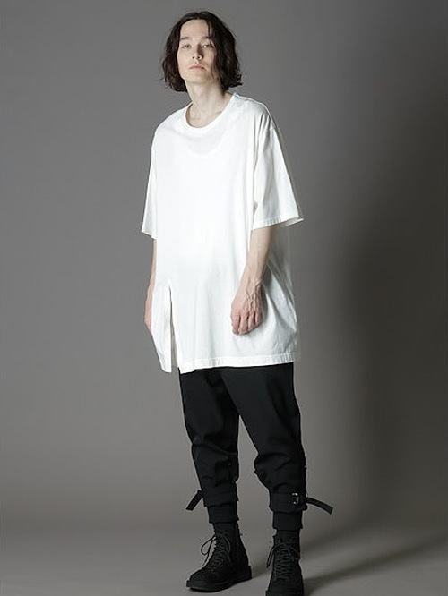 Ground Y饦ɥ磻/30/- COTTON JERSEY SLIT JUMBO T-SHIRT/WHITE