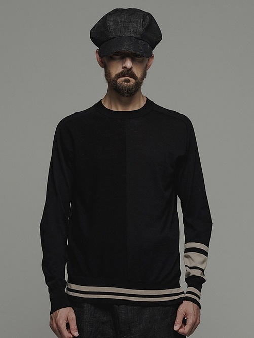 �㴰���nude:masahiko maruyama ���̡���:�ޥ��ҥ��ޥ���/16GG LONG SLEEVE KNIT PULLOVER/Black-Beige