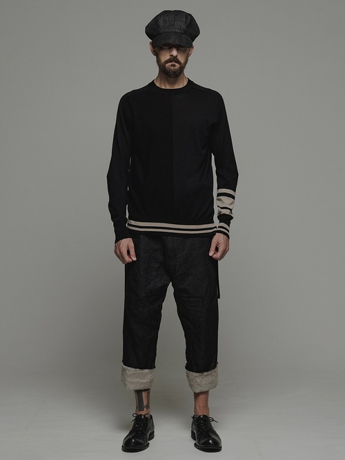 �㴰���nude:masahiko maruyama ���̡���:�ޥ��ҥ��ޥ���/16GG LONG SLEEVE KNIT PULLOVER/Black-Beige