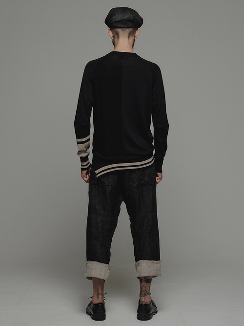 �㴰���nude:masahiko maruyama ���̡���:�ޥ��ҥ��ޥ���/16GG LONG SLEEVE KNIT PULLOVER/Black-Beige
