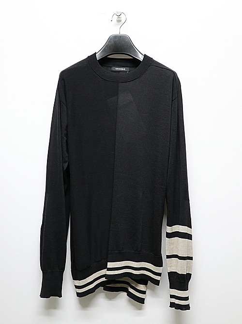 �㴰���nude:masahiko maruyama ���̡���:�ޥ��ҥ��ޥ���/16GG LONG SLEEVE KNIT PULLOVER/Black-Beige
